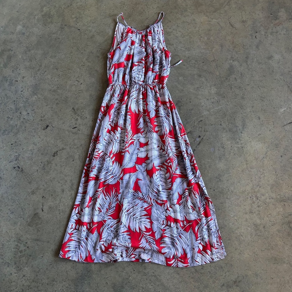 Maxi dress with palm leaf print